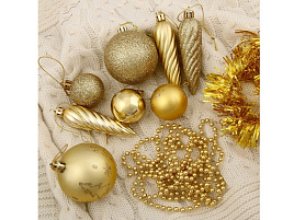 Набор новогодних украшений 4192767 Новогоднее веселье золото 26шт
