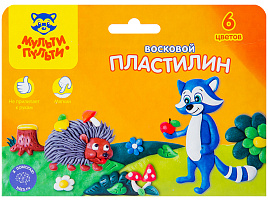 Пластилин 6цв. Енот в лесу ВП_11055 восковой, со стеком