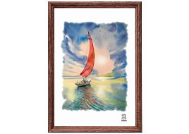 Фоторамка 30*45 Красное дерево 1702 без стекла