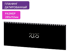 Планинг 2025г. STAFF 116050 "Black style", 285х112 мм, гребень, картонная обложка, 64 л.