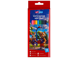 Карандаши цветные 12цв. ArtSpace CPtr_66420 "School mood", трехгранные, заточен., картон. упак., европодвес