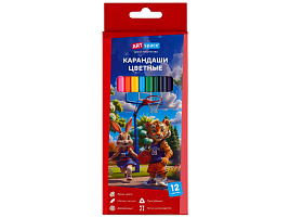 Карандаши цветные 12цв. ArtSpace CPtr_66420 "School mood", трехгранные, заточен., картон. упак., европодвес