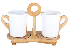 Набор кружек 2шт 5542 на бамбуковой подставке