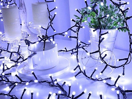 Электрогирлянда провод 100л 5м светодиодная белая