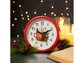 Будильник В4-052 Новогодний напиток красный