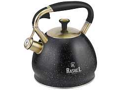 Чайник нержавейка 3л М-7903 Rashel со свистком черный