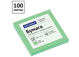 Блок самоклеящийся 76*76 OfficeSpace 299717 100л., зеленый