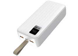 Аккумулятор внешний Perfeo PF_D0176 WATERFALL 30000 mAh/LED дисп/PD + QC 3.0/Type-C/2 USB5A, max 22.5W/White