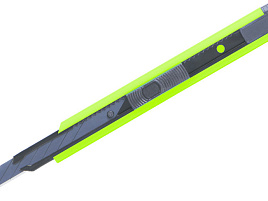 Нож канц. Berlingo 9мм BM4121 "SilkTouch", черное лезвие,auto-lock, металл. направл., европодвес