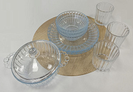 Сервиз столовый 10пр (3 стакана+3салатника+3тарелки+кастрюля)