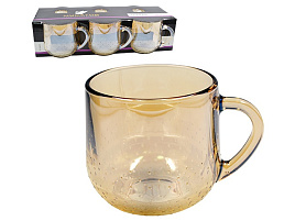 Набор кружек стекло 6шт 2007/05/7147 Золотистый мед 300мл