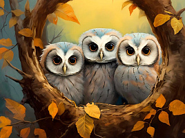 Алмазная мозаика 30*40 НД-6353 Осенние совы