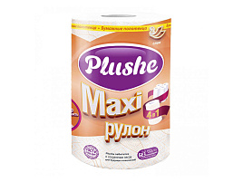Полотенце бумажное Plushe Макси 40м 1шт.2-х сл.белое цветное тиснение