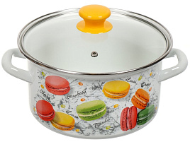 Кастрюля эмаль 3л 42304-122/4.02/1868 белая Цветное печенье Керчь