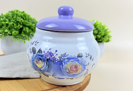 Сахарница керамика HC210-P85 Сиреневый букет с ложкой+Скидка