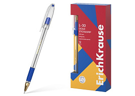 Ручка Erich Krause 61041 L-30 Gold Stick&Grip Classic 0.7, Super Glide Technology, цвет чернил синий