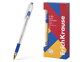 Ручка Erich Krause 61041 L-30 Gold Stick&Grip Classic 0.7, Super Glide Technology, цвет чернил синий