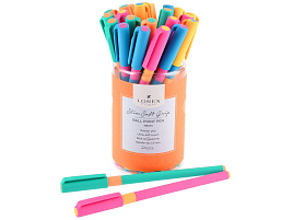 Ручка LOREX LXOPSSG-NN3 NEON Slim Soft Grip синяя, масляная резиновый грип, игловидный наконечник, 0,5 мм