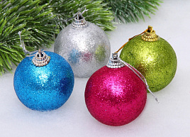 Набор шаров 5см 201-0537 Блестящее напыление микс 4шт