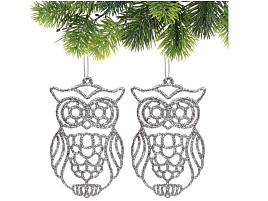 Подвеска пластик Мудрая сова серебро набор 2шт 201-3541