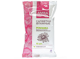 Влажные салфетки AMRA 15шт Освеж.4 фрукт.аром.ассорти М