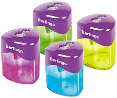 Точилка Berlingo 15009 пластиковая "DoubleColor", 2 отверстия, контейнер, ассорти