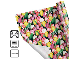 Бумага упаковочная 5351672 Тюльпаны с 8 марта 70*100 (1л)