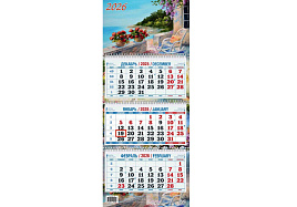 Календарь квартальный 2026г. КМ13-26 Приморский дворик 195*465мм