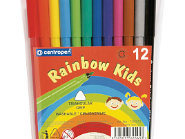 Фломастеры 12цв. Centropen 7550/12 "Rainbow Kids", трехгранные, смываемые, ПВХ