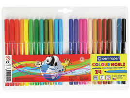 Фломастеры 24цв. Centropen 7550/24/2484 "Colour World" трехгранные, блистер, европодвес