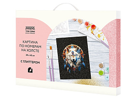 Набор для раскрашивания по номерам ТРИ СОВЫ КХг3040_57051 с глиттером "Ловец снов", 30*40, с акриловыми красками и кистями