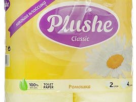Туалетная бумага Plushe Classic 4шт.2-х сл.18м Ромашка