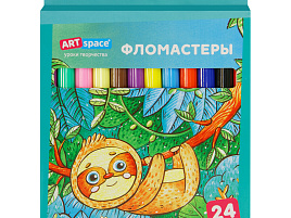 Фломастеры 24цв. Art Space WP24_26940 "Милые зверушки", смываемые, картон, европодвес