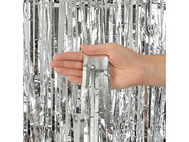 Фотозона Занавес Дождик 6014404 серебро металлик