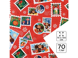 НГ Бумага упаковочная 10494822 Новогодняя почта Чебурашка 70*100см