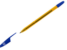 Ручка Стамм РШ-30406 "555" синяя, 0,7мм, тонированный оранжевый корпус