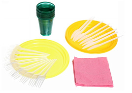 Набор одноразовой посуды 10 персон Пикник(тарелка+стакан+вилка+нож+салфетки) 863-081/8550