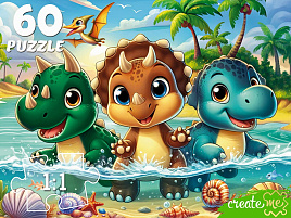 Пазл 60эл. Три динозавра на море Ф60-6627