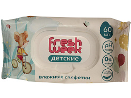 Влажные салфетки Детские 60шт.Fresh Week Пантенол с клапаном