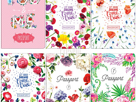 Обложка на паспорт OfficeSpace 236280 фотопечать, ПВХ, «Цветы» ассорти