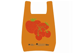 Пакет майка 30+16*55 Ягода, оранжевый 25мкм
