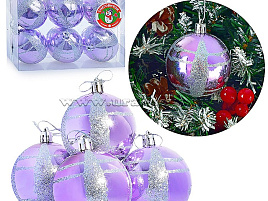 Шар 6см S0160-3 сиреневые с рисунком 1шт