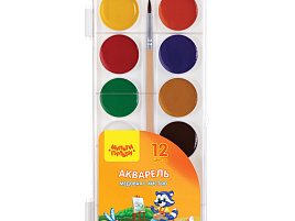 Краски 12цв. Мульти-Пульти АП_19710 Приключения Енота медовая, с кистью, пластик