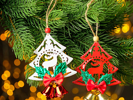 Подвеска металл Ёлочки с колокольчиками 4361059