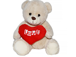 Мягкая игрушка Мишка с красным сердцем 25см 409В