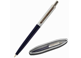 Ручка BRAUBERG 143484 шариковая "Soprano", СИНЯЯ, корпус серебристый с синим, линия письма 0,5 мм