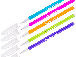 Ручка Berlingo 07772 "Slick" синяя, 0,7мм, игольчатый стержень, корпус ассорти