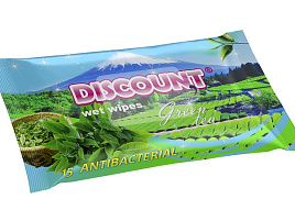 Влажные салфетки Discount 15шт Зеленый чай