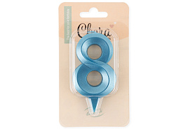 Свеча-цифра "8" Грани синяя бирюза 1918