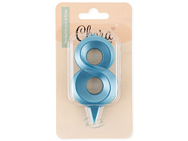 Свеча-цифра "8" Грани синяя бирюза 1918